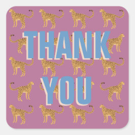 Pegatina Cuadrada leopardo rosa gracias