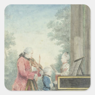 Pegatina Cuadrada Leopold Mozart y su Wolfgang de hijos