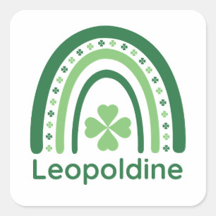 Pegatina Cuadrada Leopoldine Name Clover Boho Rainbow