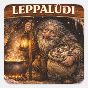 Pegatina Cuadrada Leppaludi islandés Yule Lad