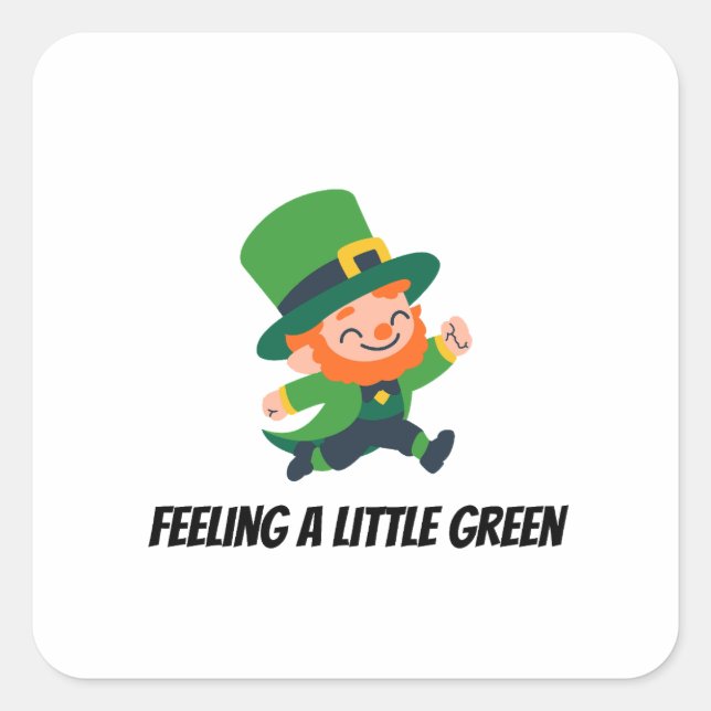 Pegatina Cuadrada Leprechaun (Anverso)