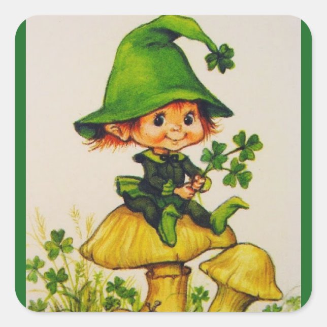 Pegatina Cuadrada Leprechaun (Anverso)