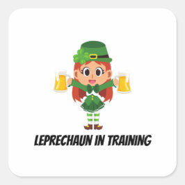 Pegatina Cuadrada Leprechaun Divertido