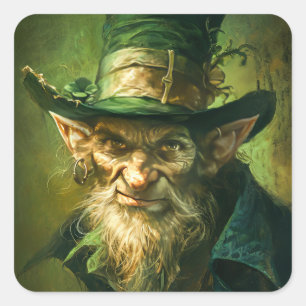 Pegatina Cuadrada Leprechaun gótico