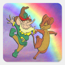 Leprechaun y baile del ratón con arco iris
