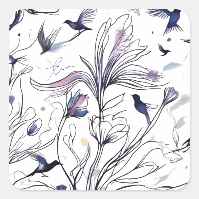 Pegatina Cuadrada Les envolés 2  (Anverso)