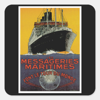Pegatina Cuadrada Les Messageries Maritimes