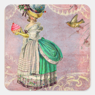 Pegatina Cuadrada Les Petits Gateaux Marie Antoinette Cupcake
