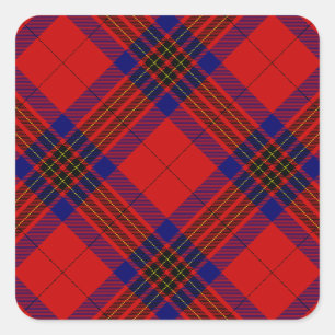 Pegatina Cuadrada Leslie tartan azul púrpura