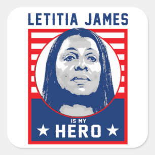 Pegatina Cuadrada Letitia James es mi héroe