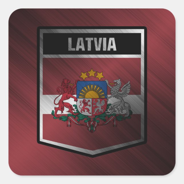 Pegatina Cuadrada Letonia (Anverso)