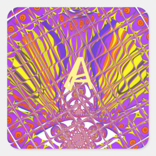 Pegatina Cuadrada Letra A, diseño de texto con logotipo colorido