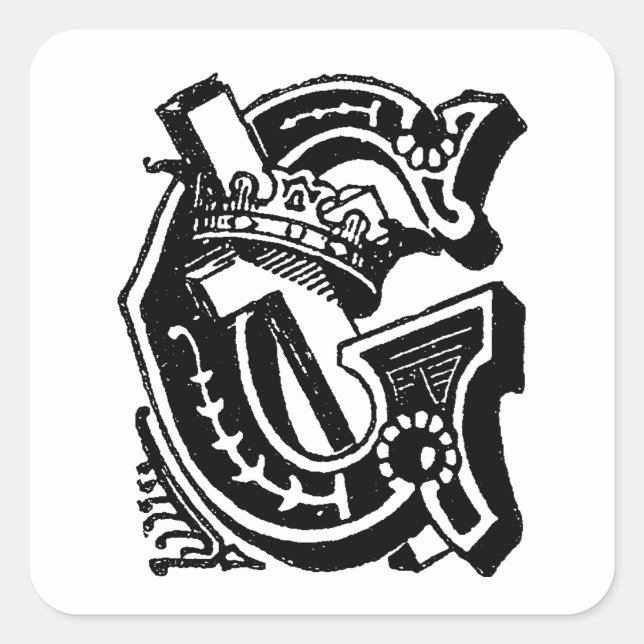 Pegatina Cuadrada Letra antigua caligrafía símbolos masónicos letra  (Anverso)