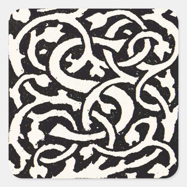 Pegatina Cuadrada Letra Art Nouveau de Monograma Antiguo (Anverso)