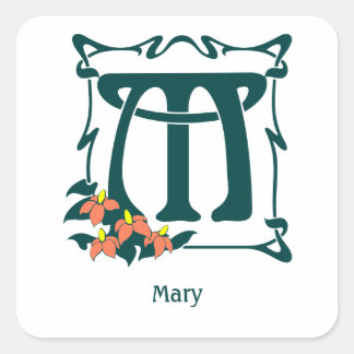 Pegatina Cuadrada Letra Art Nouveau vintage de Fancy M