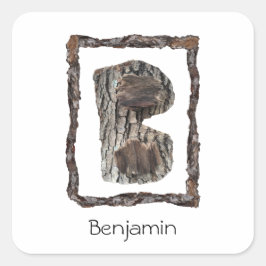 Pegatina Cuadrada Letra B Monograma Naturaleza Niños