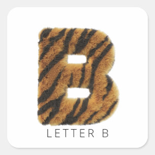 Pegatina Cuadrada Letra B pelaje de tigre
