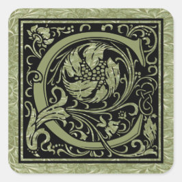 Pegatina Cuadrada Letra C primera letra monograma