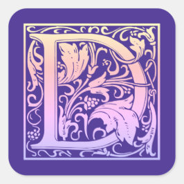 Pegatina Cuadrada Letra D Color Vintage Primera Letra Gradiente