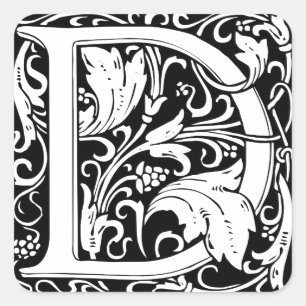 Pegatina Cuadrada Letra D Monograma Medieval Art Nouveau