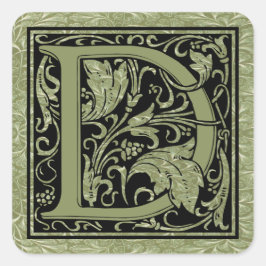 Pegatina Cuadrada Letra D primera letra monograma