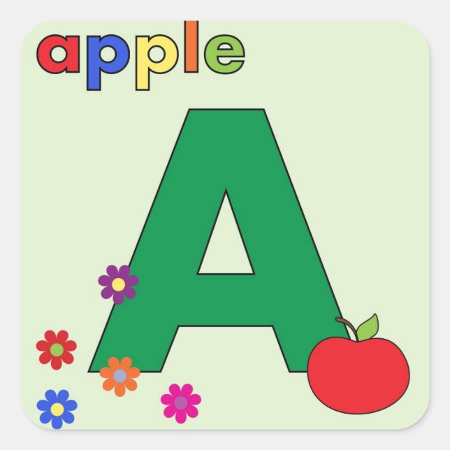 Pegatina Cuadrada Letra de Apple A (Anverso)