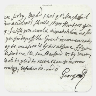 Pegatina Cuadrada Letra de George II al duque de Newcastle