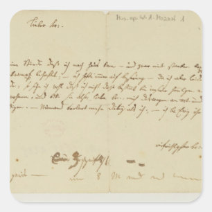 Pegatina Cuadrada Letra de Mozart a un freemason, enero de 1786