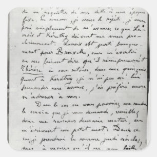 Pegatina Cuadrada Letra de Zola a Eduardo Manet 1868