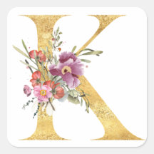 Letra Gold MONOGRAM K con flores