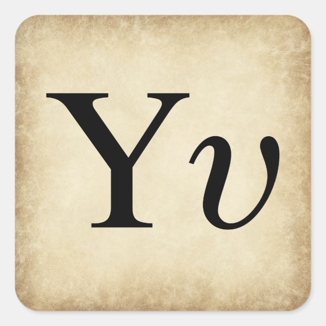 Pegatina Cuadrada Letra griega alfabeta Upsilon (Anverso)