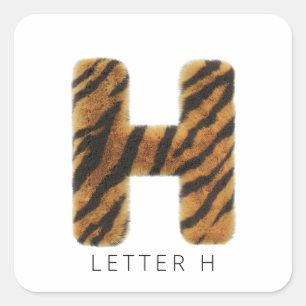 Pegatina Cuadrada Letra H Piel de Tigre