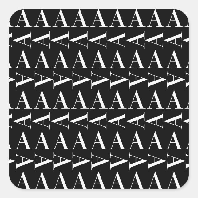 Pegatina Cuadrada Letra inicial A de monograma (Anverso)