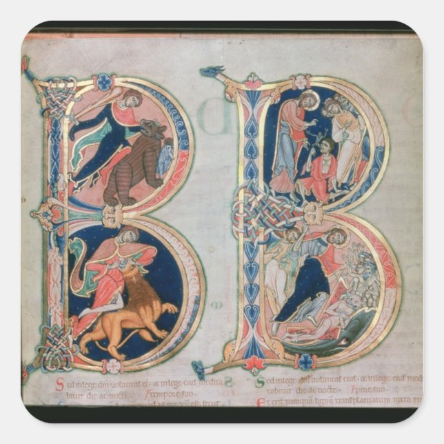 Pegatina Cuadrada Letra inicial 'B' Beatus vir - Bendita es la (Anverso)