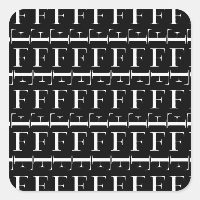 Pegatina Cuadrada Letra inicial del monograma F (Anverso)