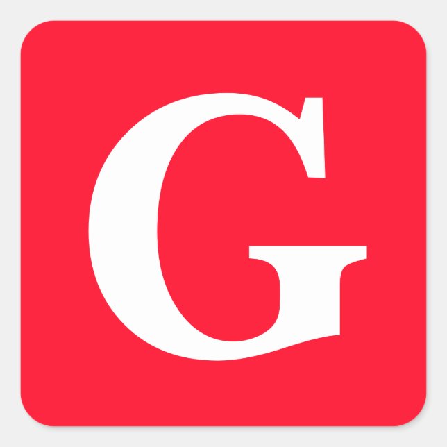 Pegatina Cuadrada Letra inicial monograma blanco rojo simple (Anverso)