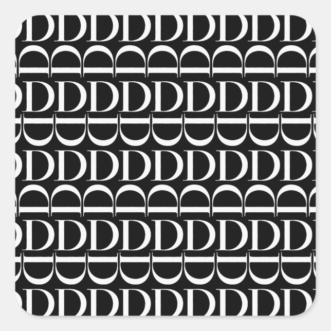 Pegatina Cuadrada Letra inicial monograma D (Anverso)