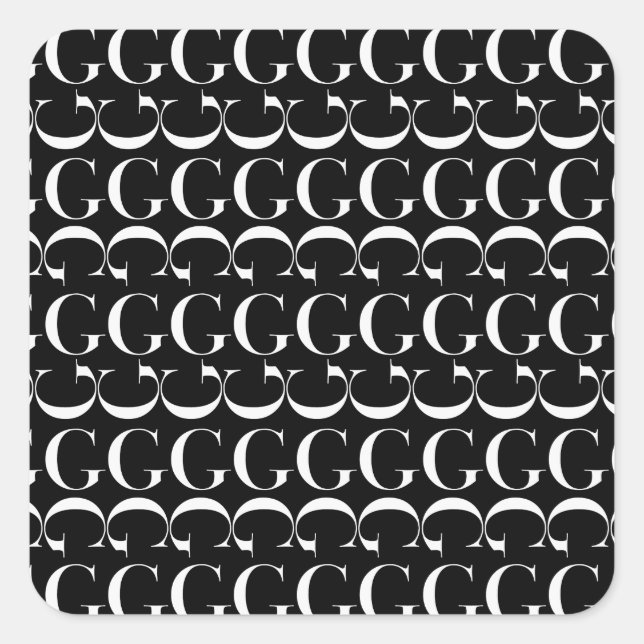 Pegatina Cuadrada Letra inicial monograma G (Anverso)