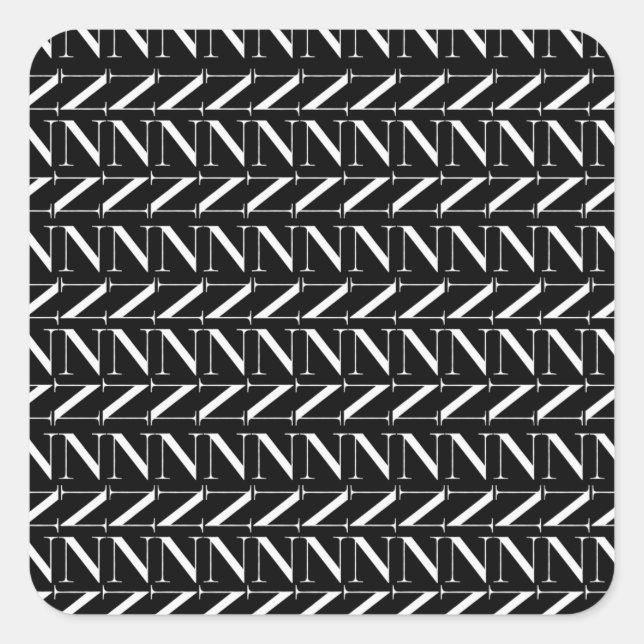 Pegatina Cuadrada Letra inicial monograma N (Anverso)