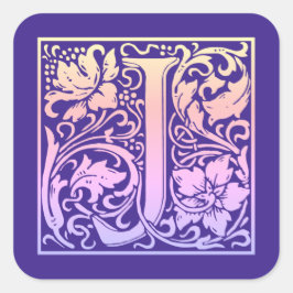 Pegatina Cuadrada Letra J Color Vintage Primer Gradiente De Letra