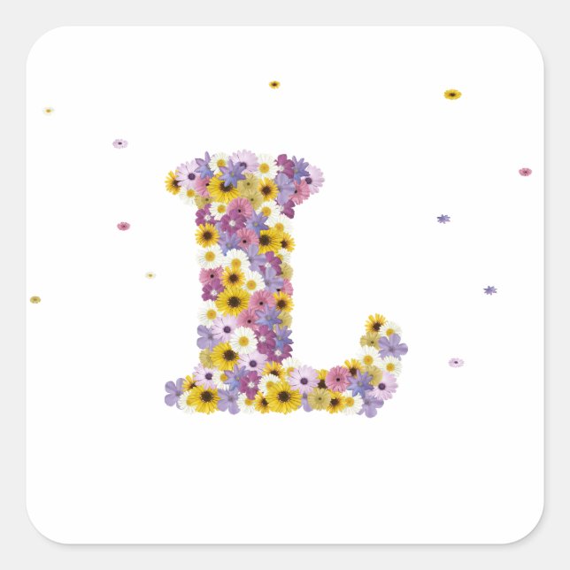 Pegatina Cuadrada Letra L de las flores (Anverso)