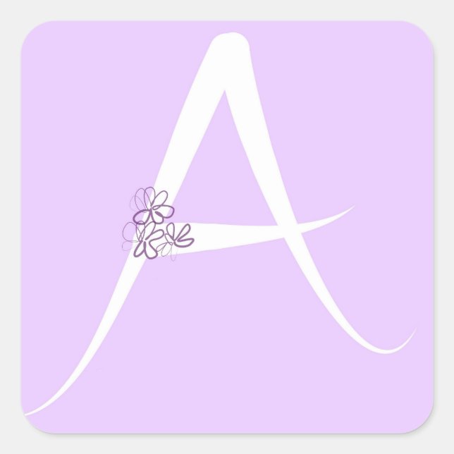 Pegatina Cuadrada Letra lilac a (Anverso)