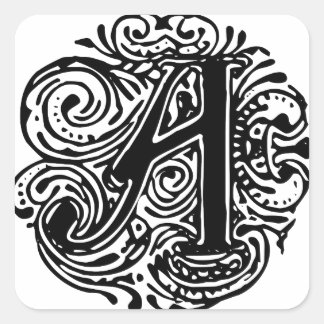 Pegatina Cuadrada Letra monarquia negra "A"