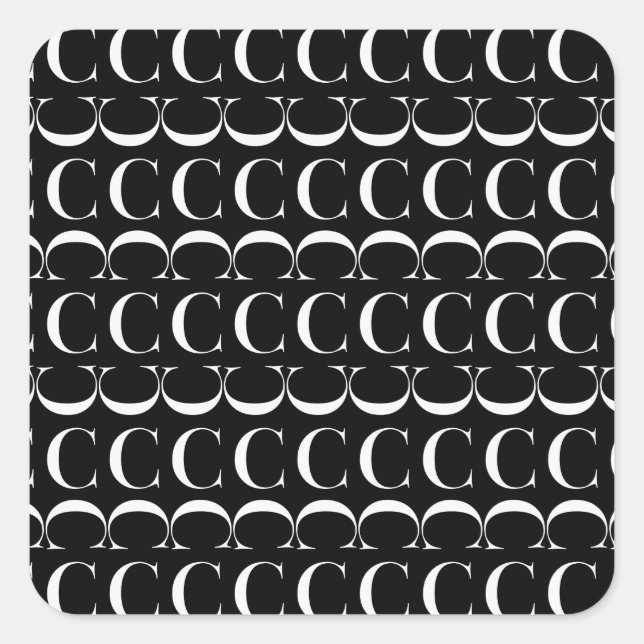 Pegatina Cuadrada Letra monográfica inicial C (Anverso)