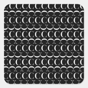 Pegatina Cuadrada Letra monográfica inicial C