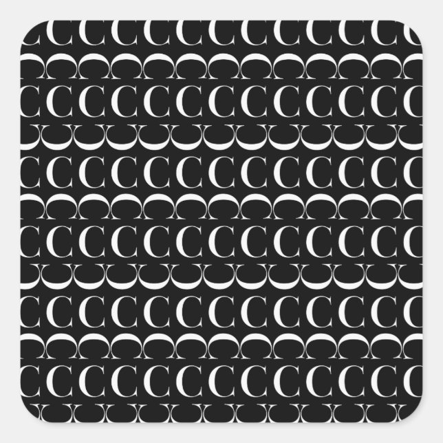 Pegatina Cuadrada Letra monográfica inicial C (Anverso)