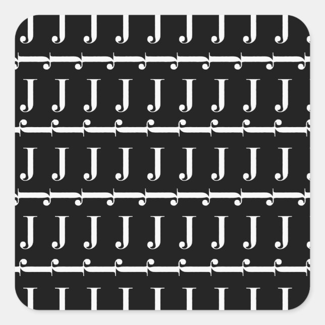 Pegatina Cuadrada Letra monográfica inicial J (Anverso)