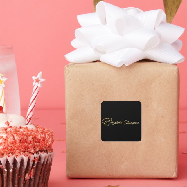 Pegatina Cuadrada Letra monograma E Caballo con purpurina dorado (Fiesta)