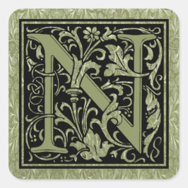 Pegatina Cuadrada Letra N Primera Letra Monograma