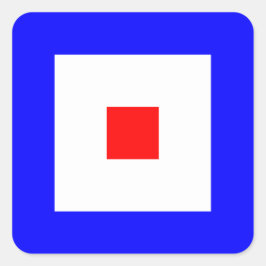 Pegatina Cuadrada Letra nautical Flag Signal Letra W (Whiskey)